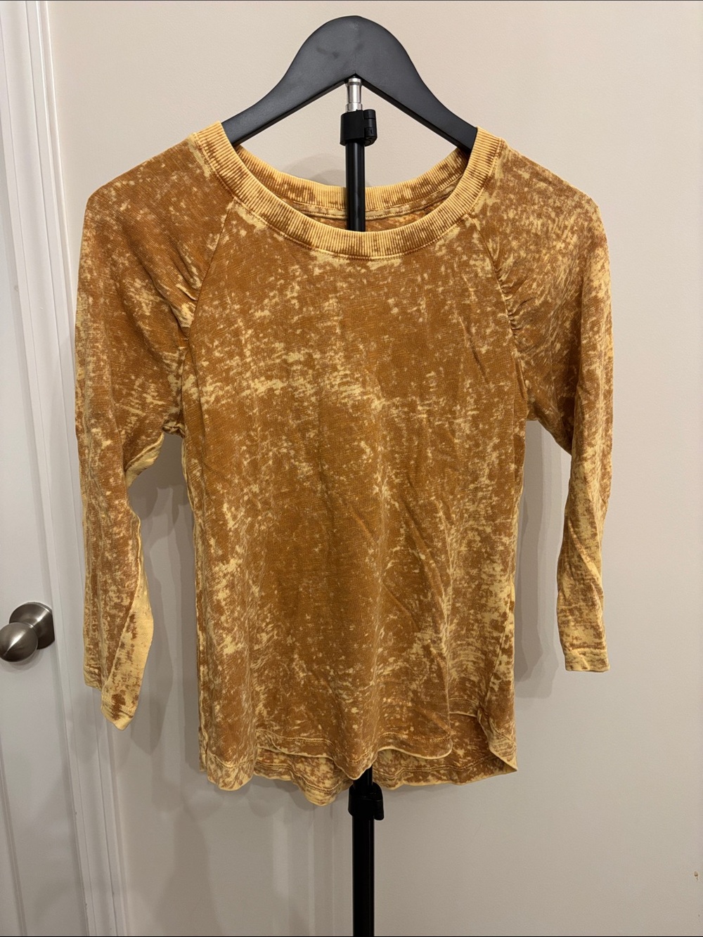 Pilcro Long Sleeve Mineral Wash Top - Mustard
